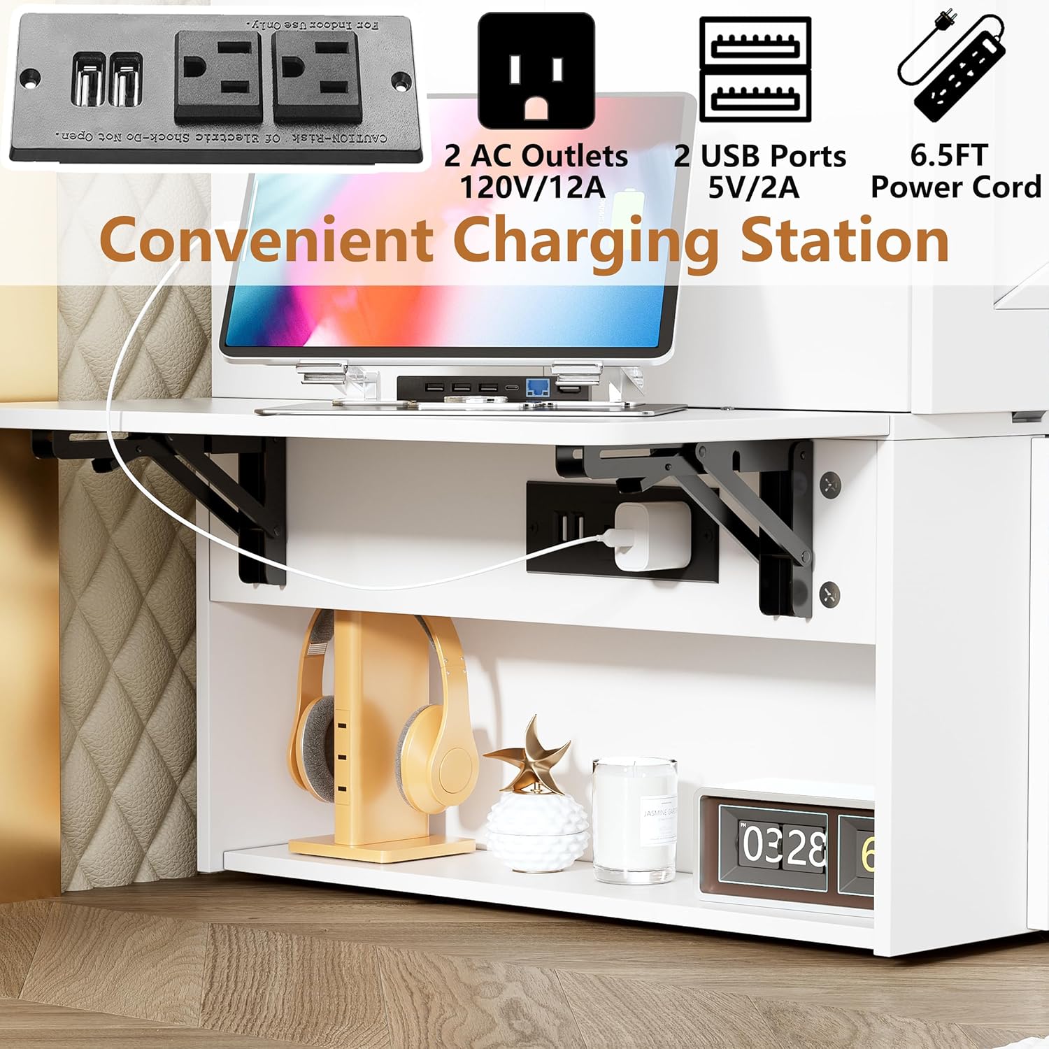 PAKASEPT Queen Murphy Bed - Murphy Cabinet Bed with Storage Charging Station, Farmhouse Bed Frame with Foldable Panel and Hidden Space, for Living Room, Guest Bedroom PAKASEPT Queen Murphy Bed - Murphy Cabinet Bed with Storage Charging Station, Farmhouse Bed Frame with Foldable Panel and Hidden Space, for Living Room, Guest Bedroom