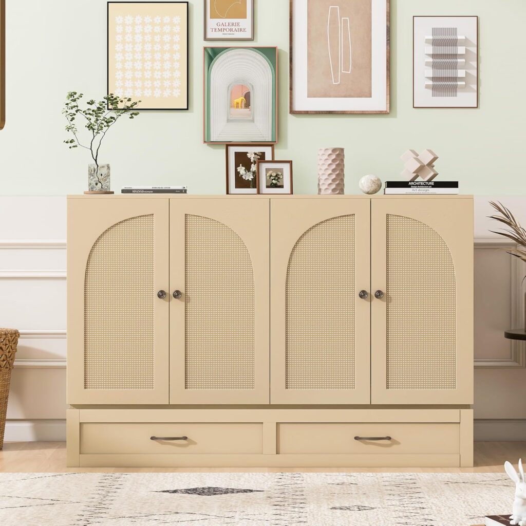 Merax Full Size Murphy Bed with Charging Station and Large Storage Drawer, Foldable Pull Out Murphy Chest Bed for Apartments, Bedrooms, Studio, No Spring Box Needed, Gold