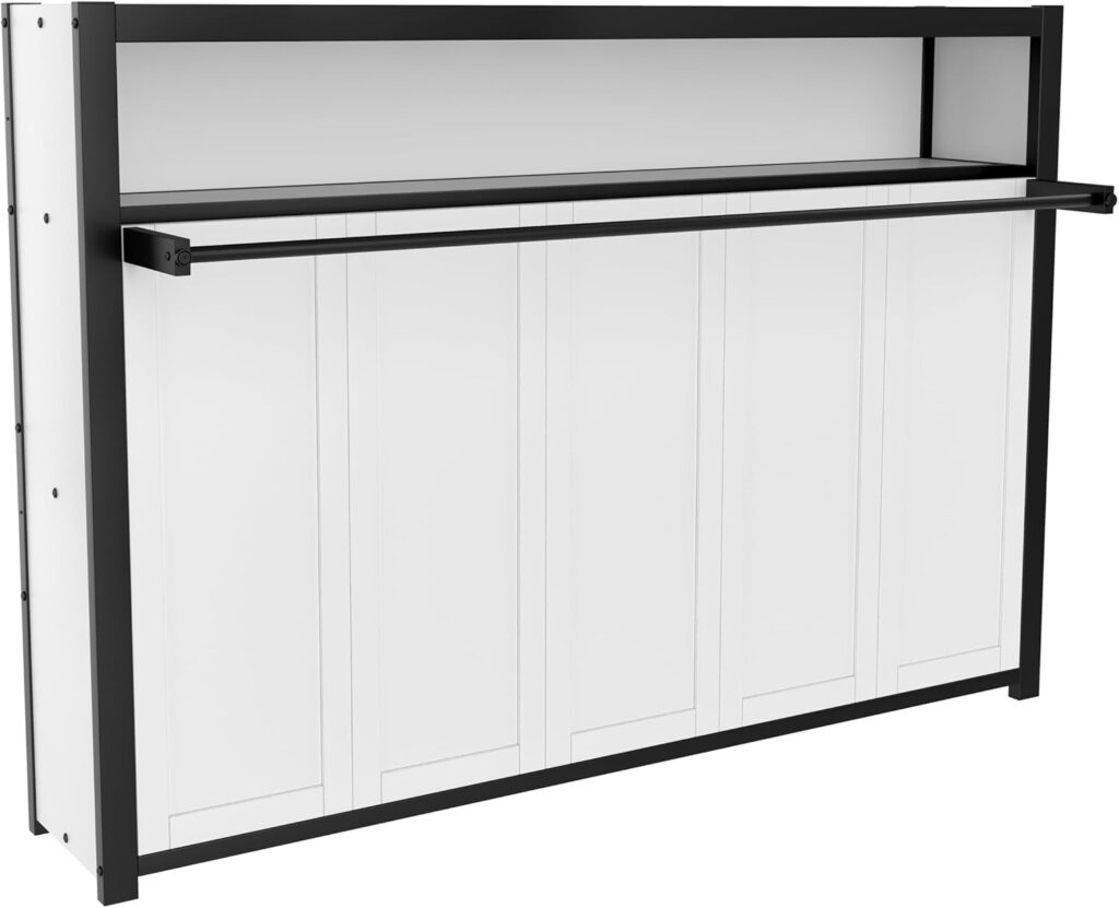 SOFTSEA Twin Size Horizontal Murphy Bed with Storage Shelves, Foldable Wall Bed Frame Heavy-Duty, Twin Murphy Bed Cabinet with Shelves for Guest Room Bedroom Office, White