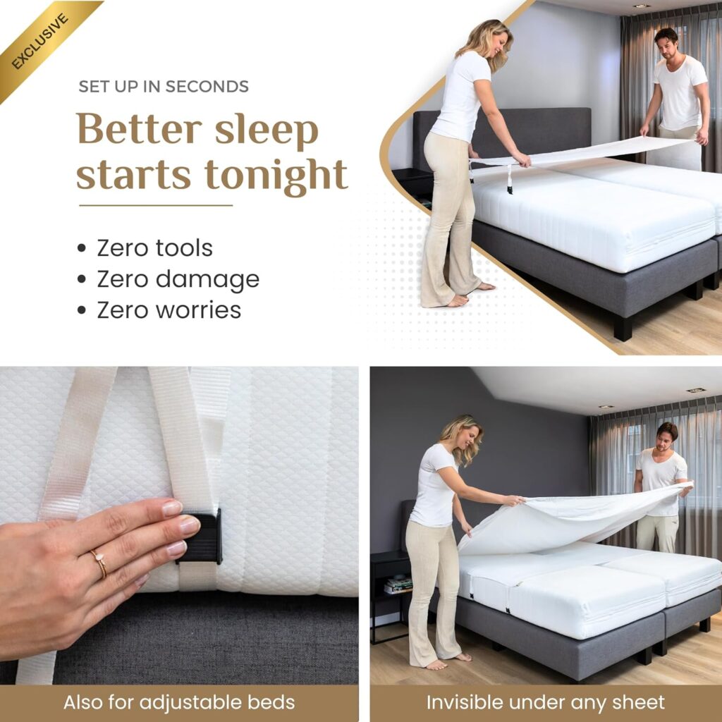 Bed Gap Eliminator | Closes Mattress Gaps Permanetly - For all Mattress Types Sizes - Easy Without Bumpy Filler | Populair for Adjustable, Split King, Queen Twin XL to - Best Choice for Couples Bed Gap Eliminator | Closes Mattress Gaps Permanetly - For all Mattress Types Sizes - Easy Without Bumpy Filler | Populair for Adjustable, Split King, Queen Twin XL to - Best Choice for Couples